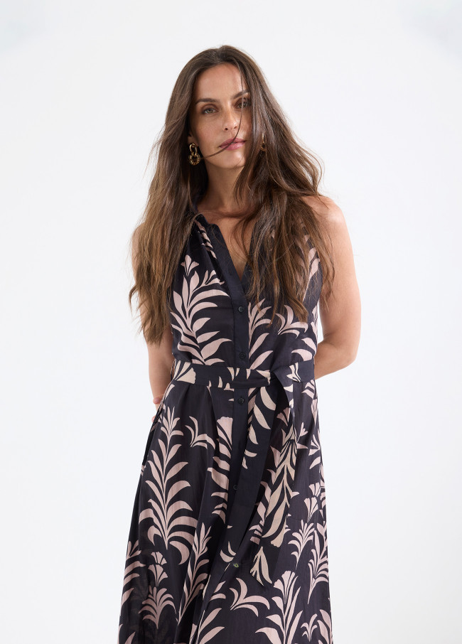 Vestido midi bicolor