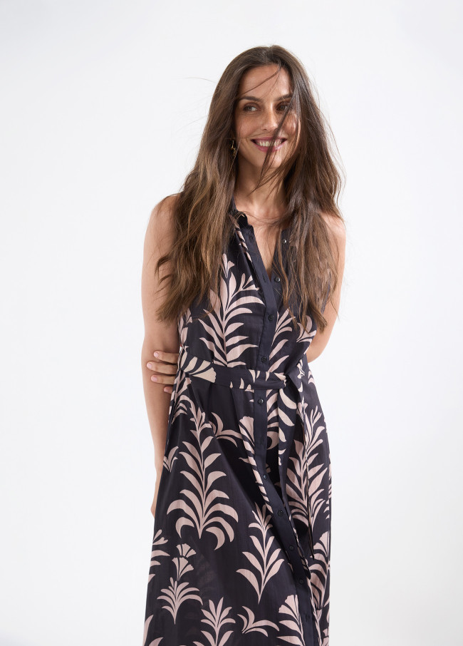Vestido midi bicolor