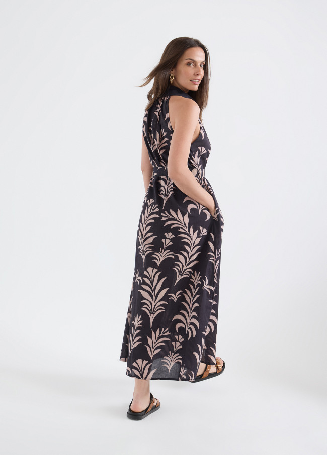 Vestido midi bicolor
