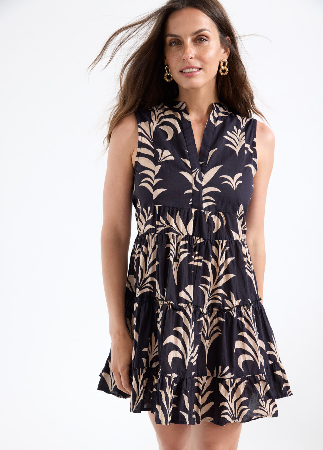 Vestido curto bicolor