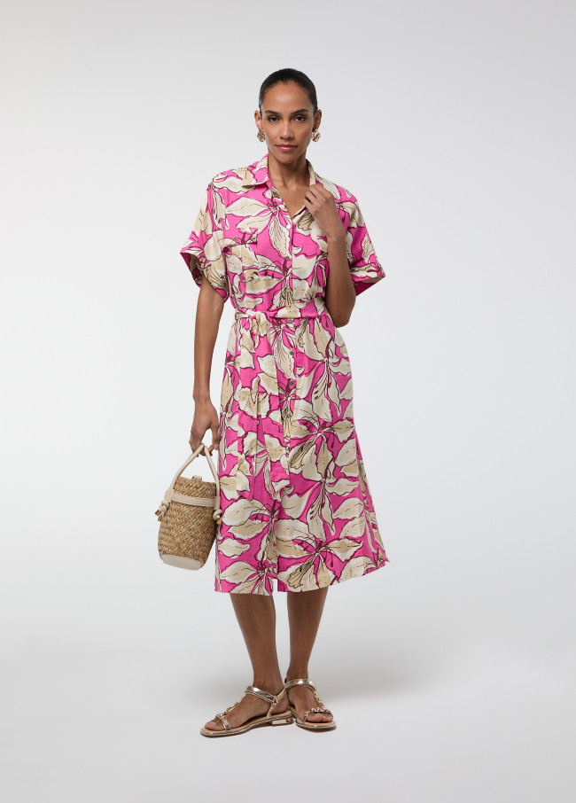 Short Sleeve Pink Floral Dress