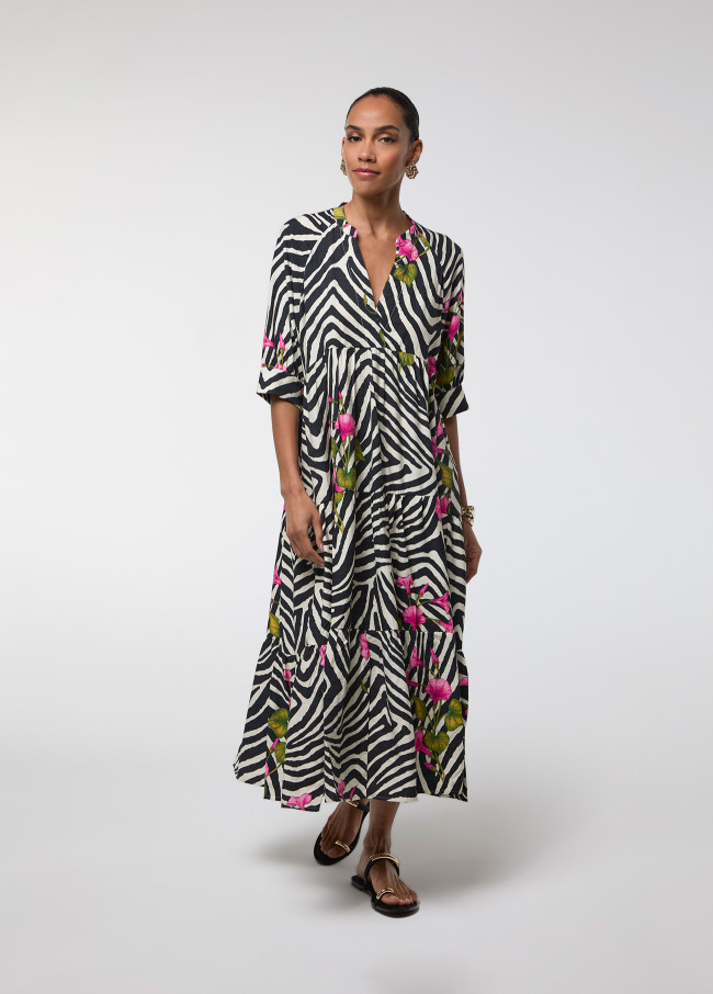 zebra and floral print dress