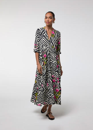 zebra und blumenmuster kleid
