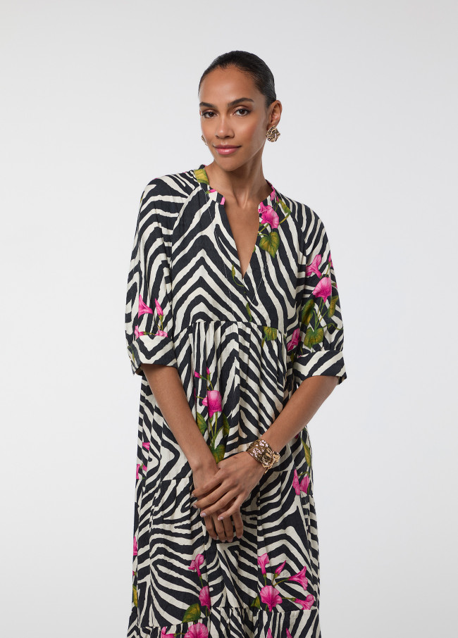 zebra und blumenmuster kleid