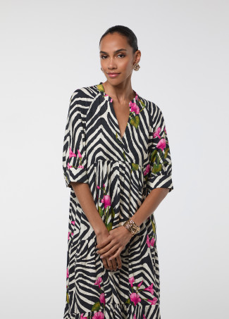 zebra und blumenmuster kleid