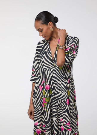 zebra and floral print dress