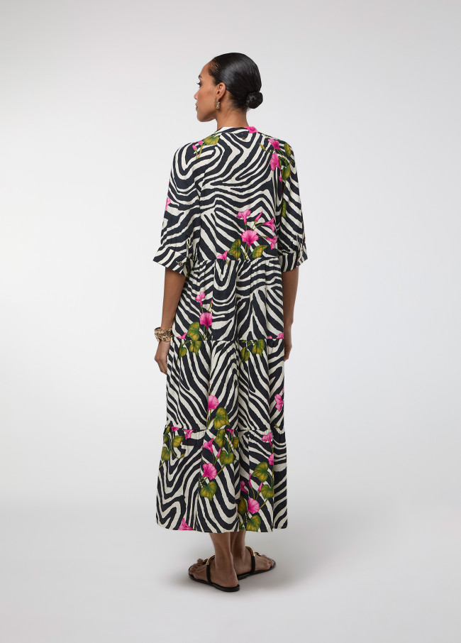 zebra and floral print dress