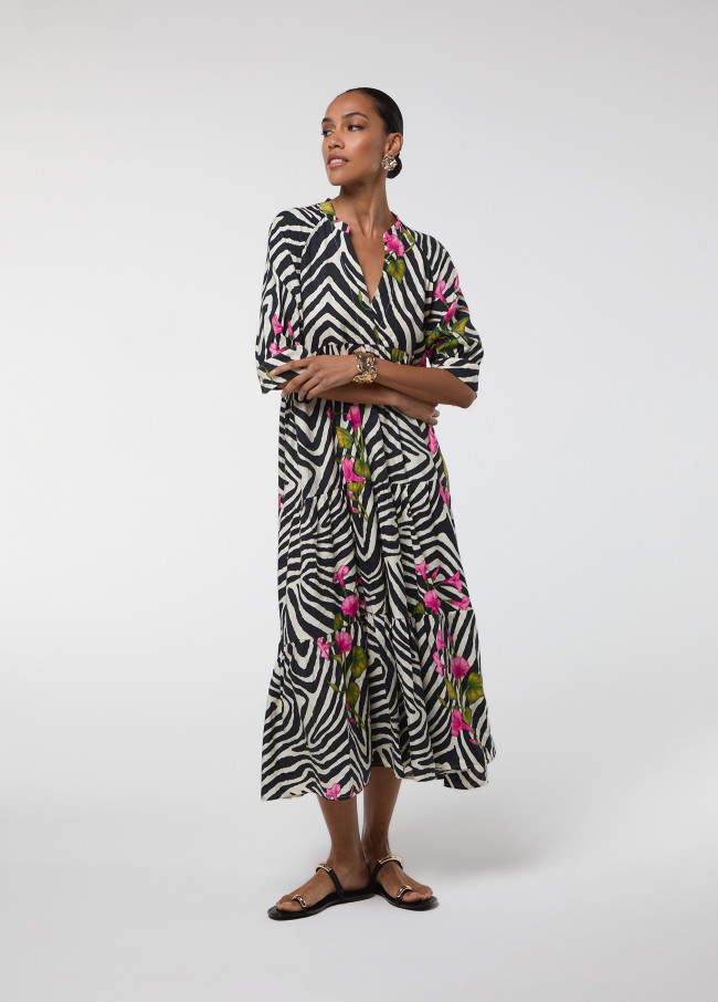 zebra und blumenmuster kleid