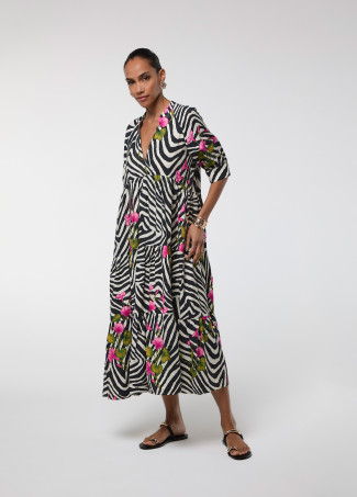 zebra and floral print dress