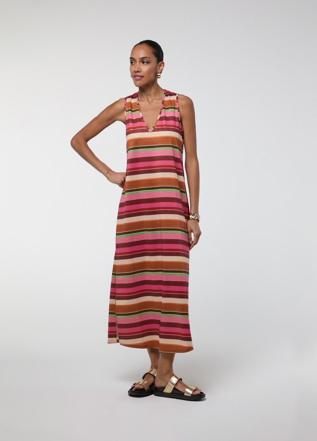 Vestido circular raya horizontal lurex