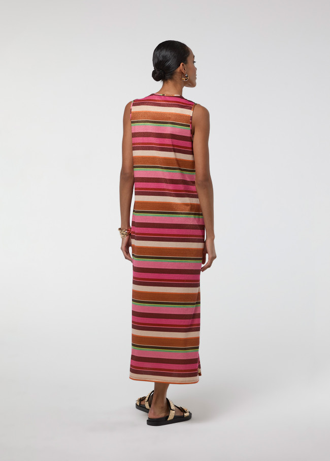 Vestido circular raya horizontal lurex