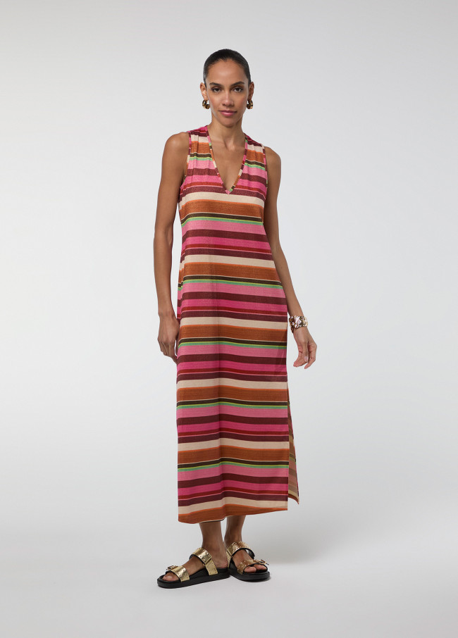 Robe Circulaire Rayures Horizontales Lurex