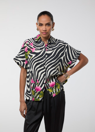 MC Zebra and Flower Print Shirt