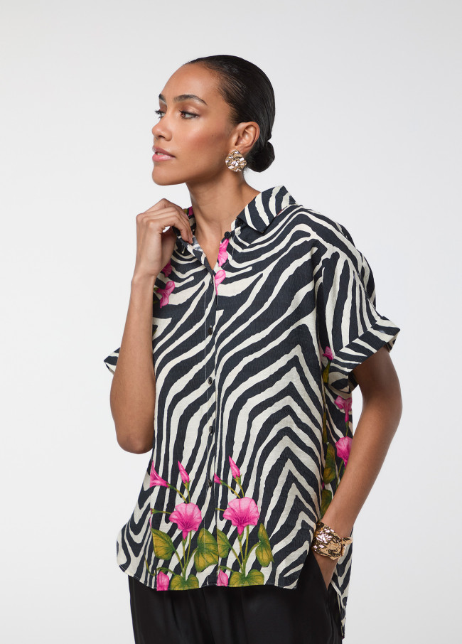 MC Zebra- und Blumenprint Hemd