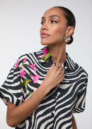 MC Zebra- und Blumenprint Hemd