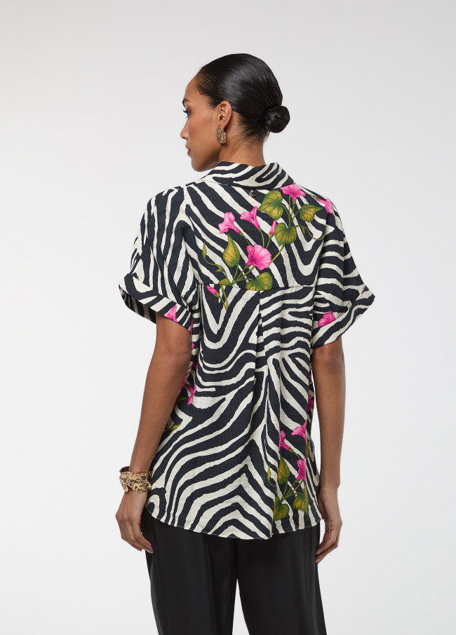 Chemise MC Imprimé Zèbre et Fleur