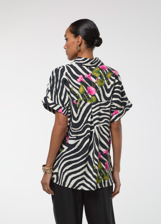 MC Zebra and Flower Print Shirt