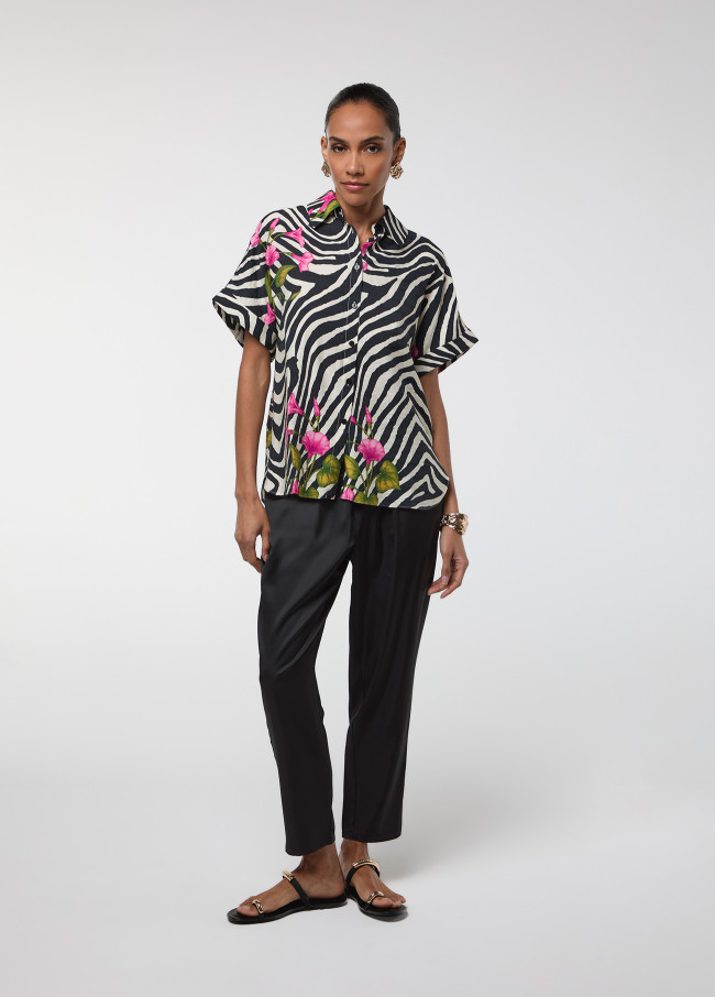 MC Zebra- und Blumenprint Hemd