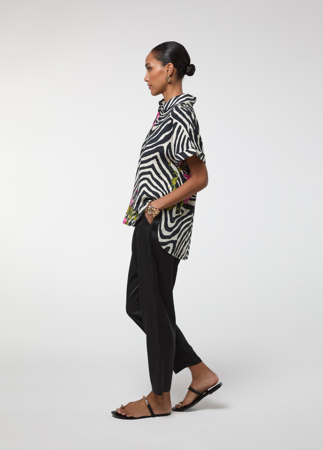 MC Zebra- und Blumenprint Hemd