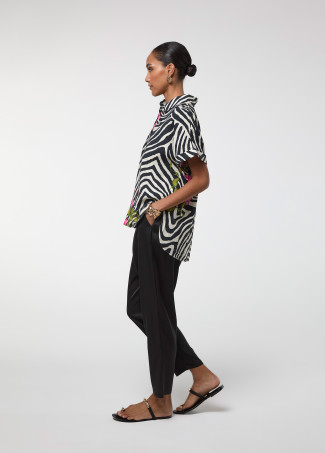 Camicia MC Stampa Zebra e Fiore