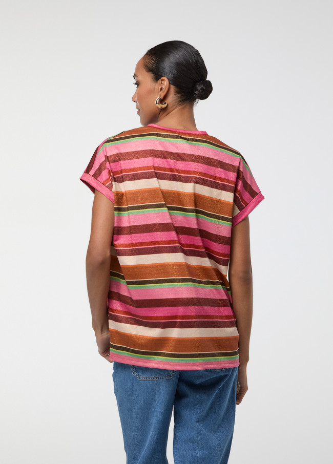 Lurex-T-Shirt mit Horizontalstreifen