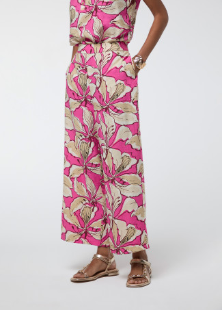 Pantalon Croisière Grande Fleur Rose