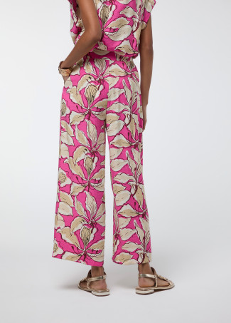 Pantalon Croisière Grande Fleur Rose