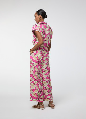 Pantalon Croisière Grande Fleur Rose
