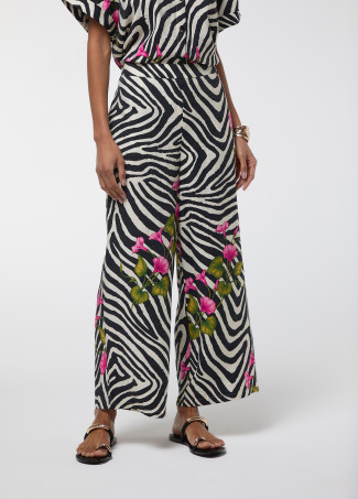 Zebra und Blumen Print Hose