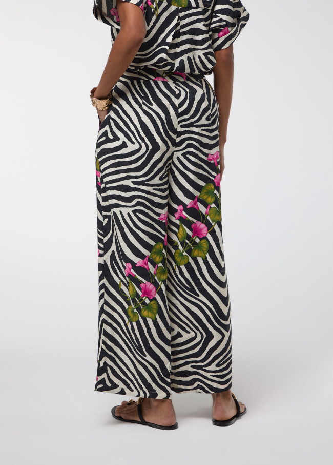 Zebra und Blumen Print Hose
