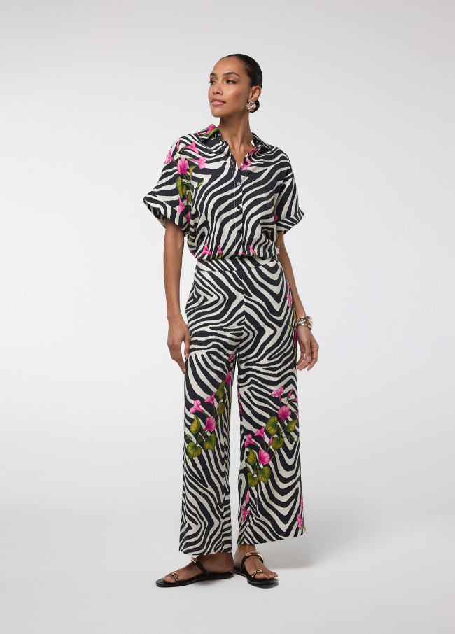 Zebra und Blumen Print Hose