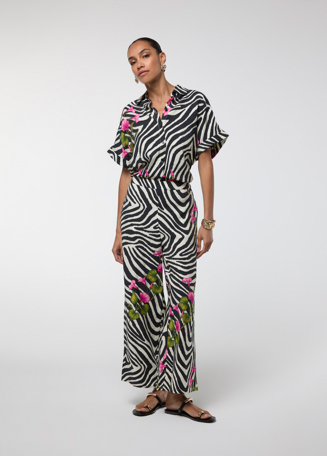 Zebra and Floral Print Pants