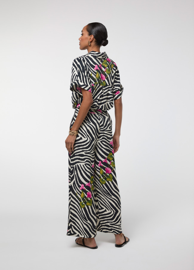 Zebra and Floral Print Pants