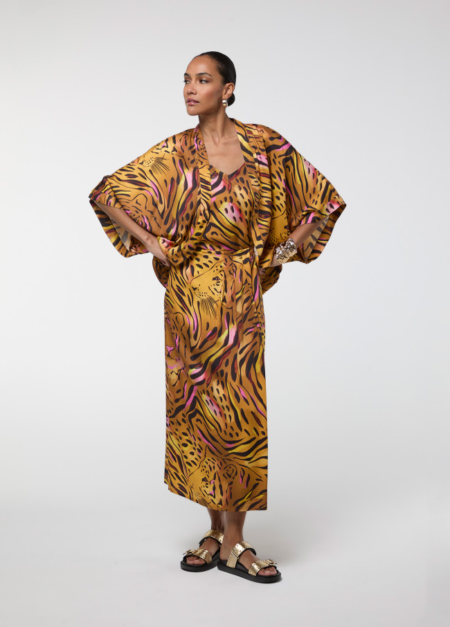 Kimono court imprimé tigre