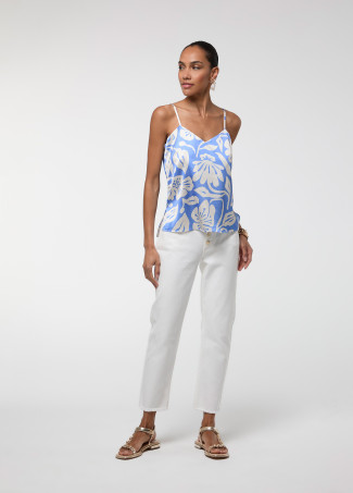 Blue Floral Strap Top