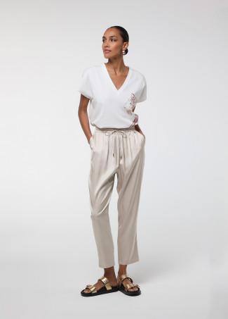 Jogger in Raso con Vita Elastica