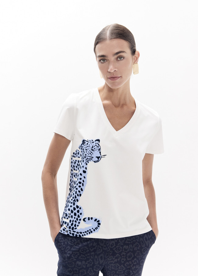 Camiseta leopardo azul