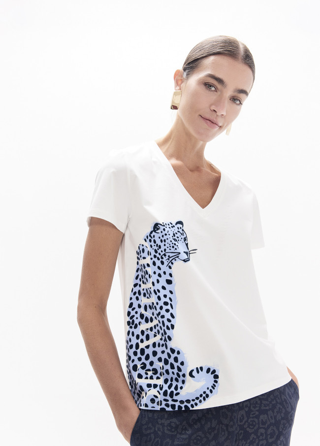 Camiseta leopardo azul