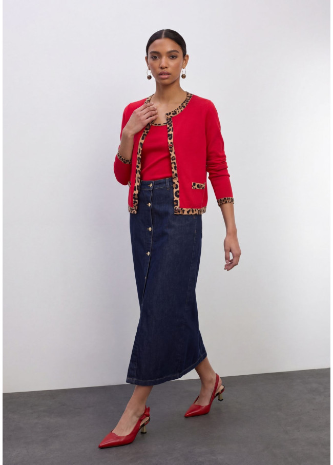 Cardigan con contraste animal print