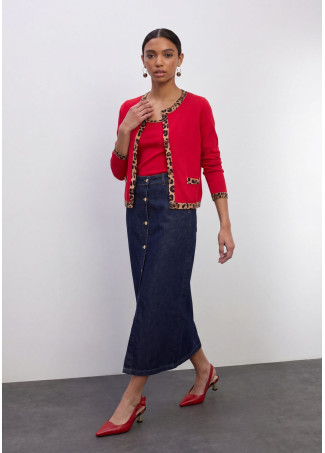 Cardigan con contraste animal print