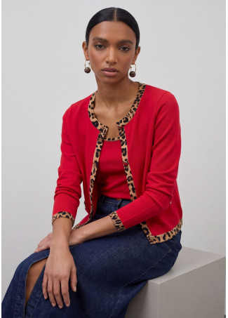 Cardigan con contraste animal print