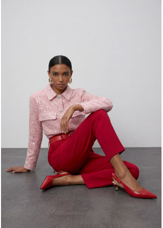 Pantalón con pliegues rojo - Lola Casademunt