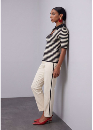 Gestreiftes Polo-Kragen T-Shirt