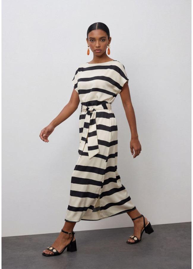 Vestito a Righe Satinato