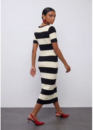 Vestido tricot de rayas bicolor
