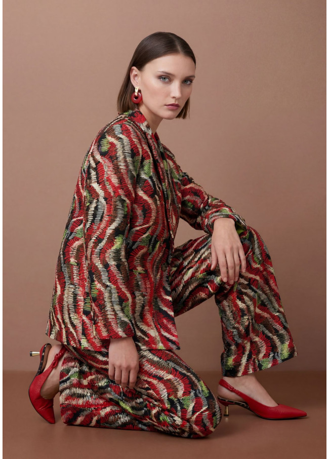 Printed Straight Fluid Blazer