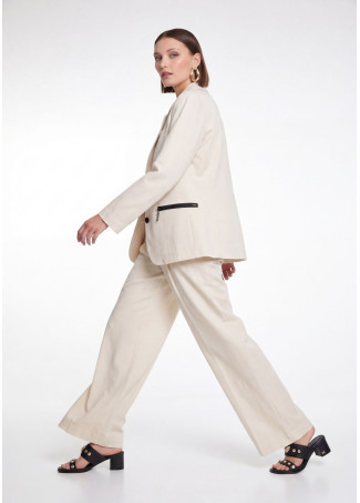 Blazer Ajusté avec Poches Zippées Laquées