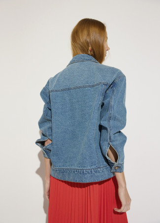 Luxury Denim Jacket with Colored Studs