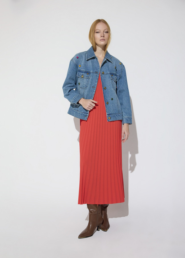 Luxury Denim Jacket with Colored Studs