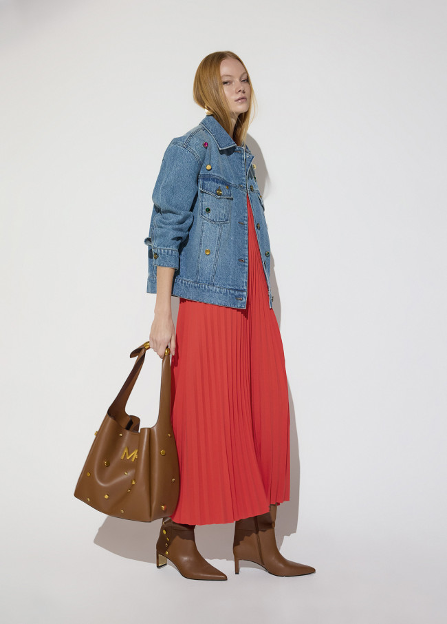 Luxury Denim Jacket with Colored Studs